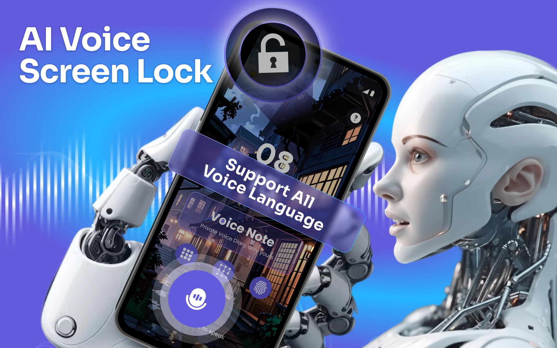 AI Voice Lock Screen: AI Note screenshot